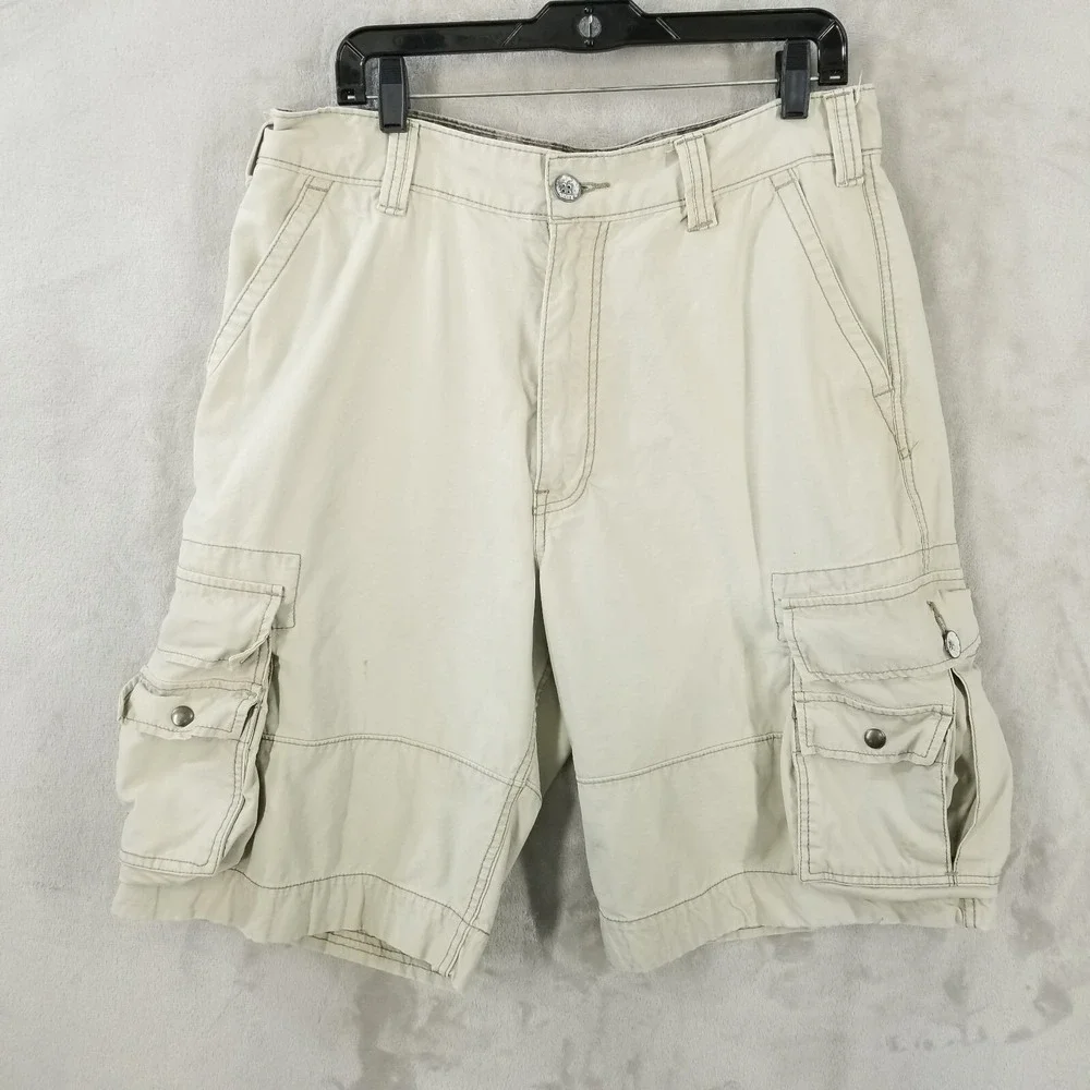Vtg Levi's Squad Cargo Shorts Men 34 Beige‎ Zipper Fly Y2K Grunge Skater Baggy
